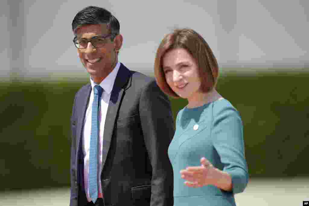 Premierul britanic Rishi Sunak și Maia Sandu, președinta R. Moldova. 