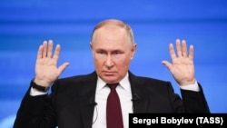 Рускиот претседател Владимир Путин на годишната прес-конференција, 14 декември 2023 година