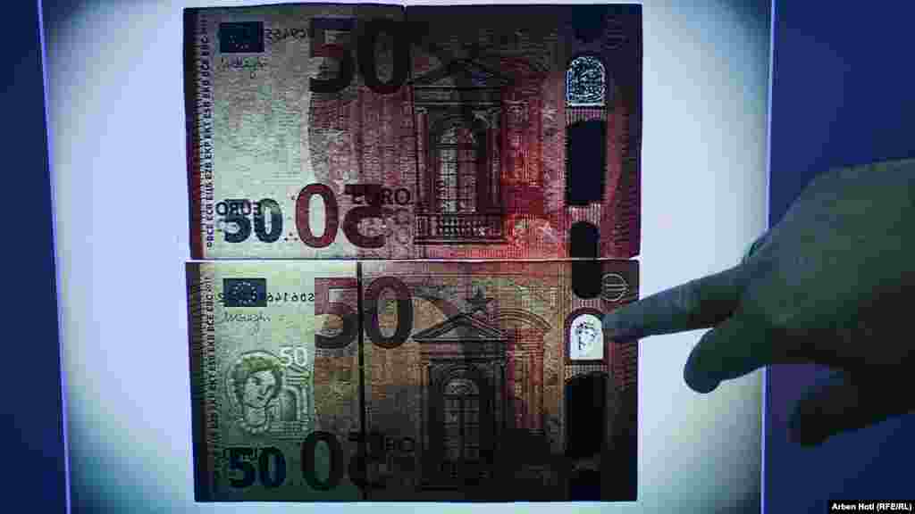 Me aparaturën në laboratorin e Agjencisë së Kosovës për Forenzikë, ekspertët thonë se paratë false identifikohen lehtë. 