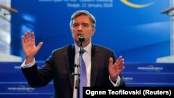 О'Брајан за време на состанокот на лидерите од Западен Балкан во Скопје, 22 јануари 2024 година.