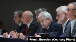 Северна Македонија - Претседателот на ДУИ, Али Ахмети, на средба со лидерите на партиите во коалицијата „Европски фронт“, Скопје, 11 мај 2024 година