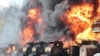 Orașul Makiivka, la 15 km de Donețk, este controlat în prezent de forțele ruse. Imagine cu caracter ilustrativ, cu un bombardament din Makiivka, în primăvară.