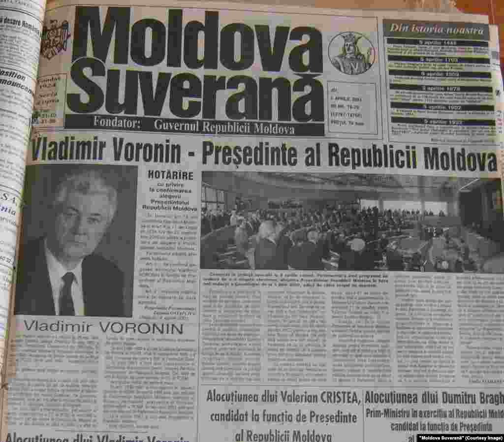 "Moldova Suverană", 5 aprilie 2001, Vladimir Voronin ales preşedinte