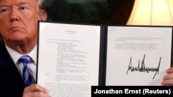 АКШ 2015-жылкы өзөктүк келишимден чыгаарын Дональд Трамп 8-майда Вашингтондо жарыялады. 
