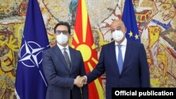 Претседателот Стево Пендаровски и Никос Дендиас, министер за надворешни работи на Република Грција во Скопје