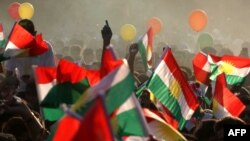 تجمع حمایت از همه پرسی استقلال در روز جمعه در اقلیم کردستان عراق.