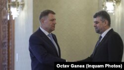 Președintele Klaus Iohannis și Marcel Ciolacu, președintele Camerei Deputaților