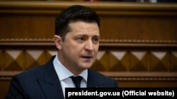 Президент України Володимир Зеленський під час щорічного послання до Верховної Ради. Київ, 1 грудня 2021 року