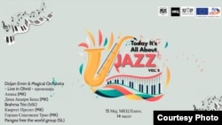 Постер за манифестацијата Today It’s All About Jazz што ја организира Здружението на џез музичари на Македонија.