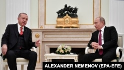 Президент Туреччини Реджеп Тайїп Ердоган (ліворуч) і президент Росії Володимир Путін у Москві, Росія, 23 січня 2019 року