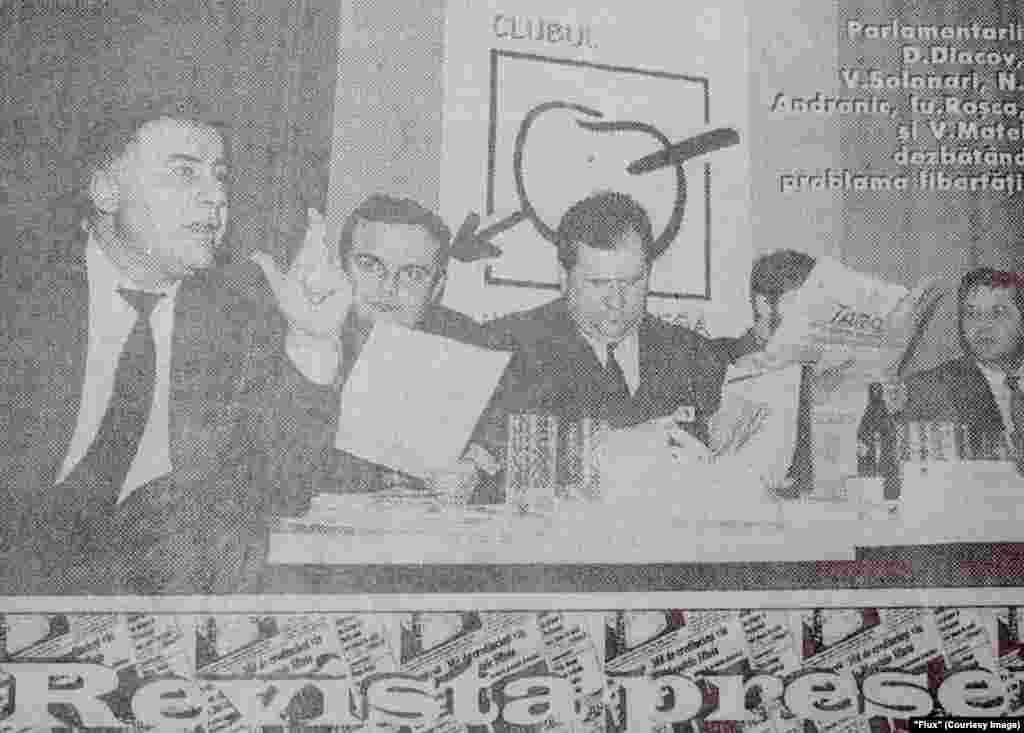 "Flux", 1 martie 1996, de la stânga la dreapta: deputaţii Dumitru Diacov, Vladimir Solonari, Nicolae Andronic, Iurie Roşca, Valeriu Matei
