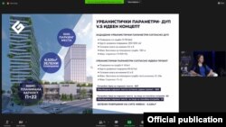 Прес конференција за парцелата 1.1 спроти хотелот Холидеј ин во центарот на Скопје