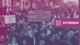 Sztoriban podcast cover - bírótüntetés